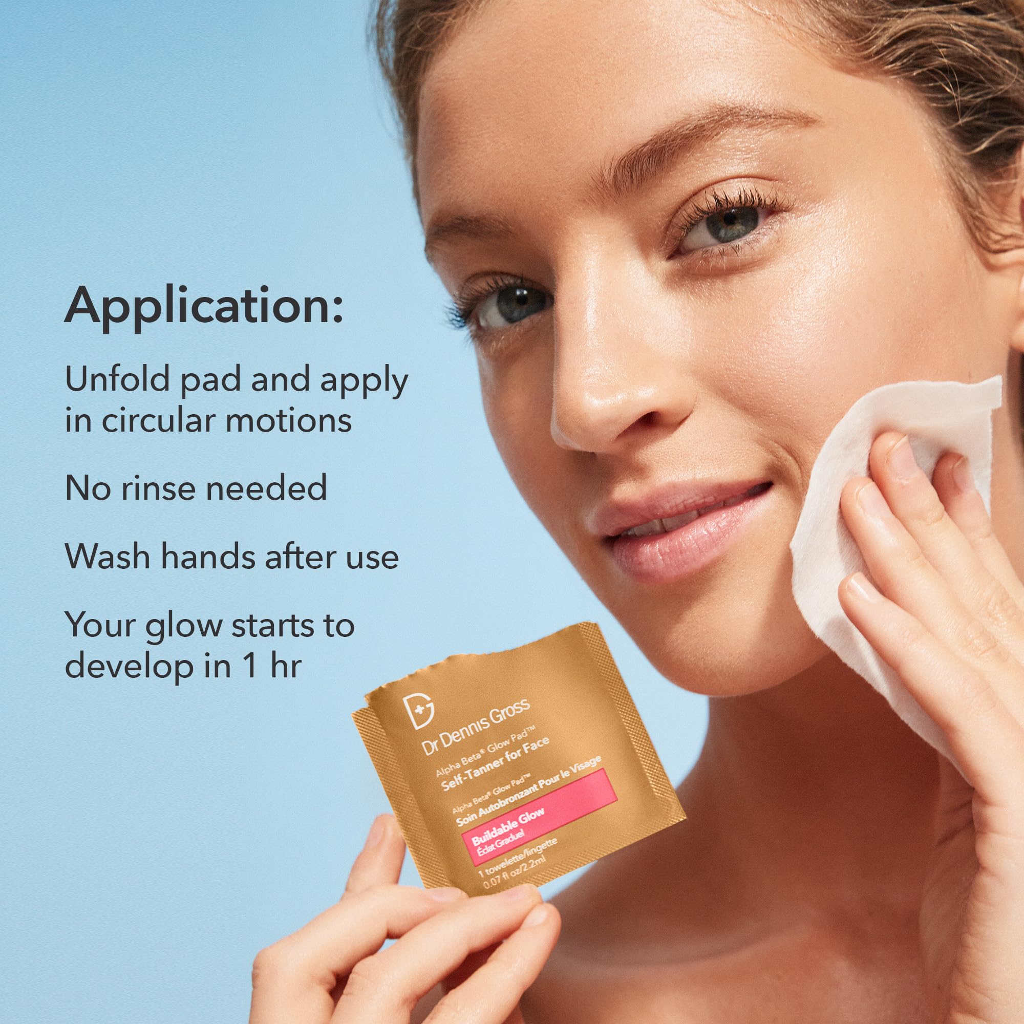 Dr Dennis Gross Glow Pad Face towelette helps you maintain glow between sunless sessions.