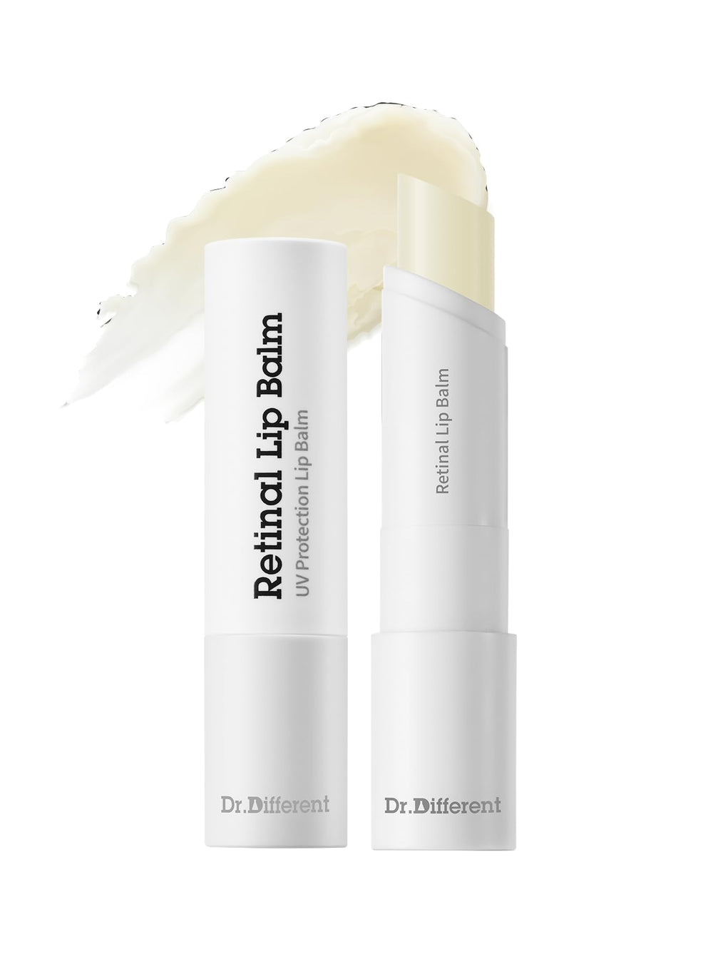 Dr.Different Retinal lip balm en envase claro, hidratación profunda para labios secos