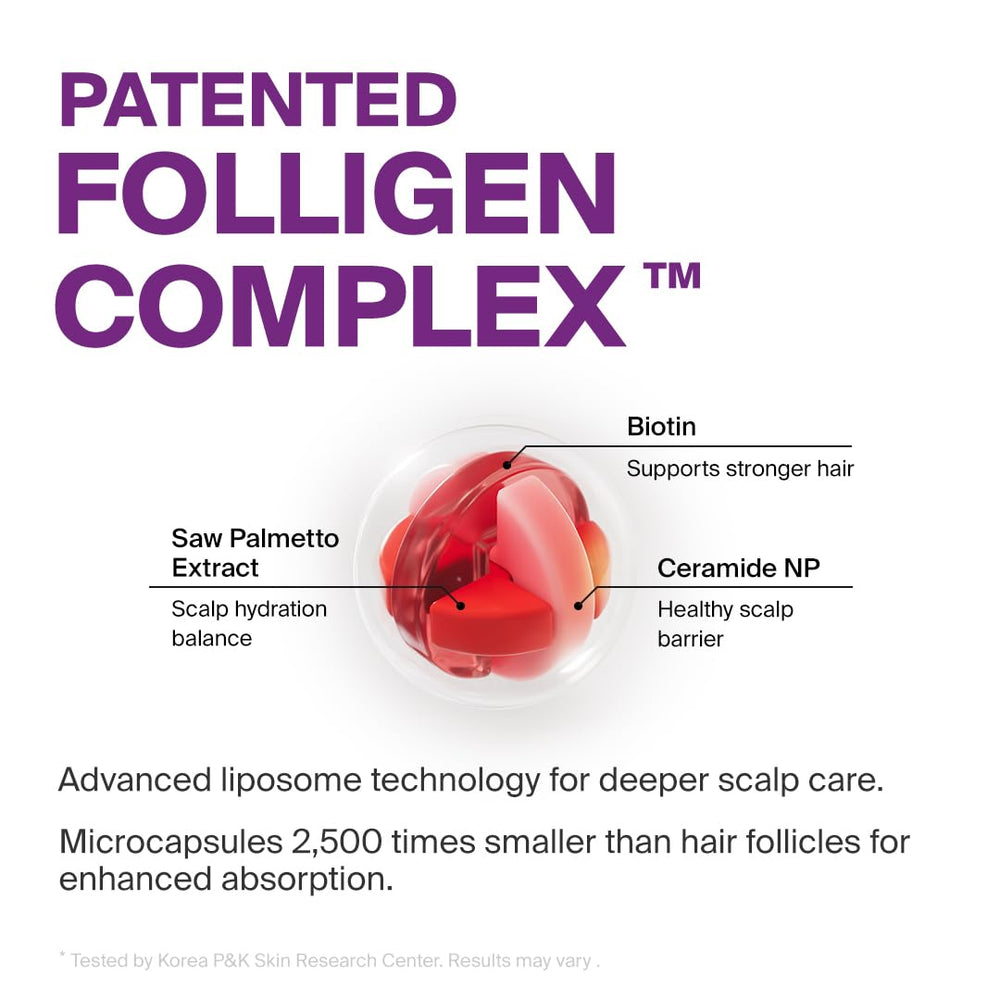 DR.FORHAIR Folligen Silk Treatment shown on scalp for gentle hydration.
