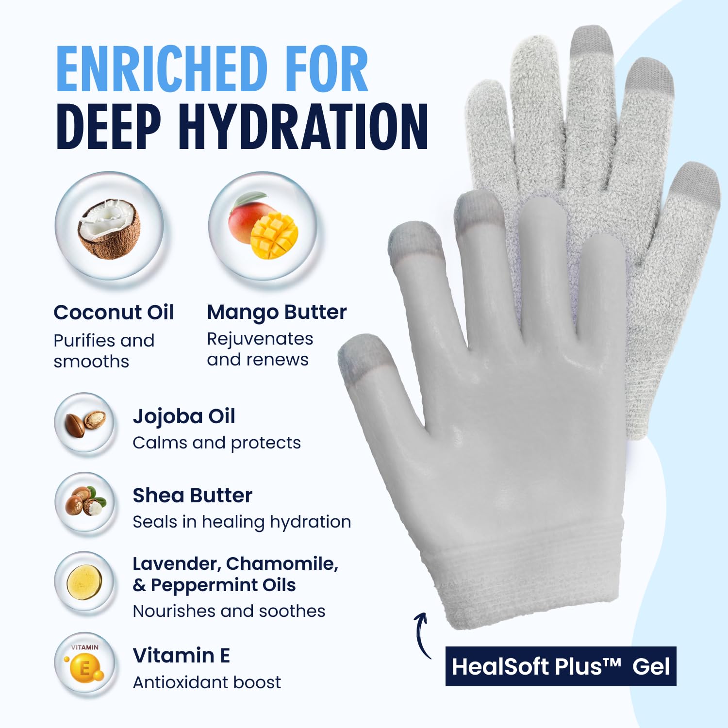 Guantes con aceite de jojoba Dr. Frederick's Original para nutrición suave de manos.