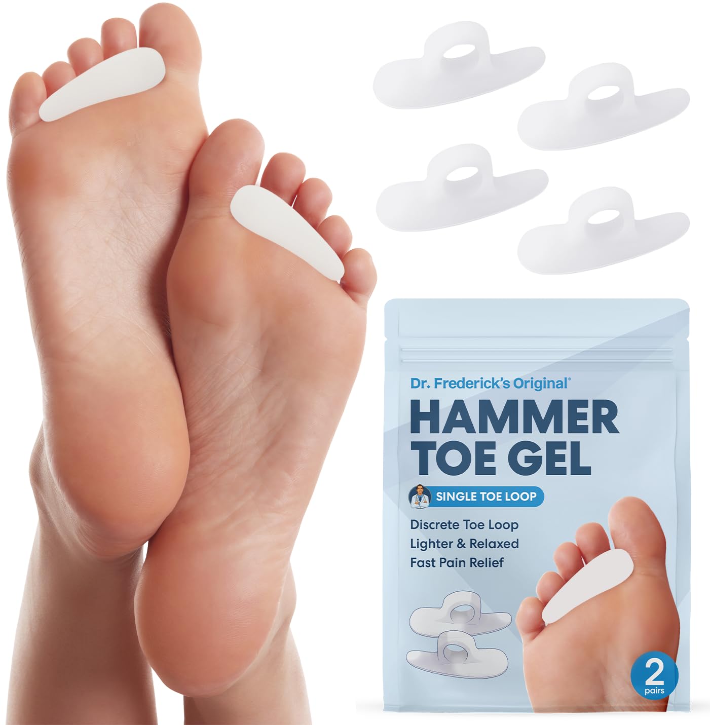 Dr. Frederick's Original Hammer Toe Corrector Gels between toes for gentle realignment