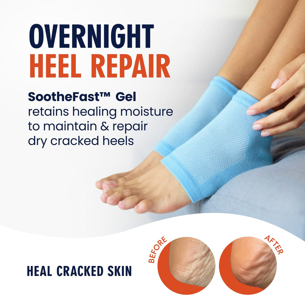 Worn at night for intensive hydration and softening of heels.