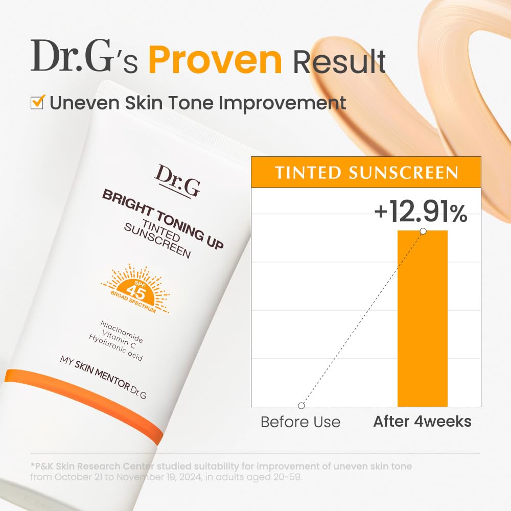 Dr. G Bright Toning Up applied on skin to show natural coverage.
