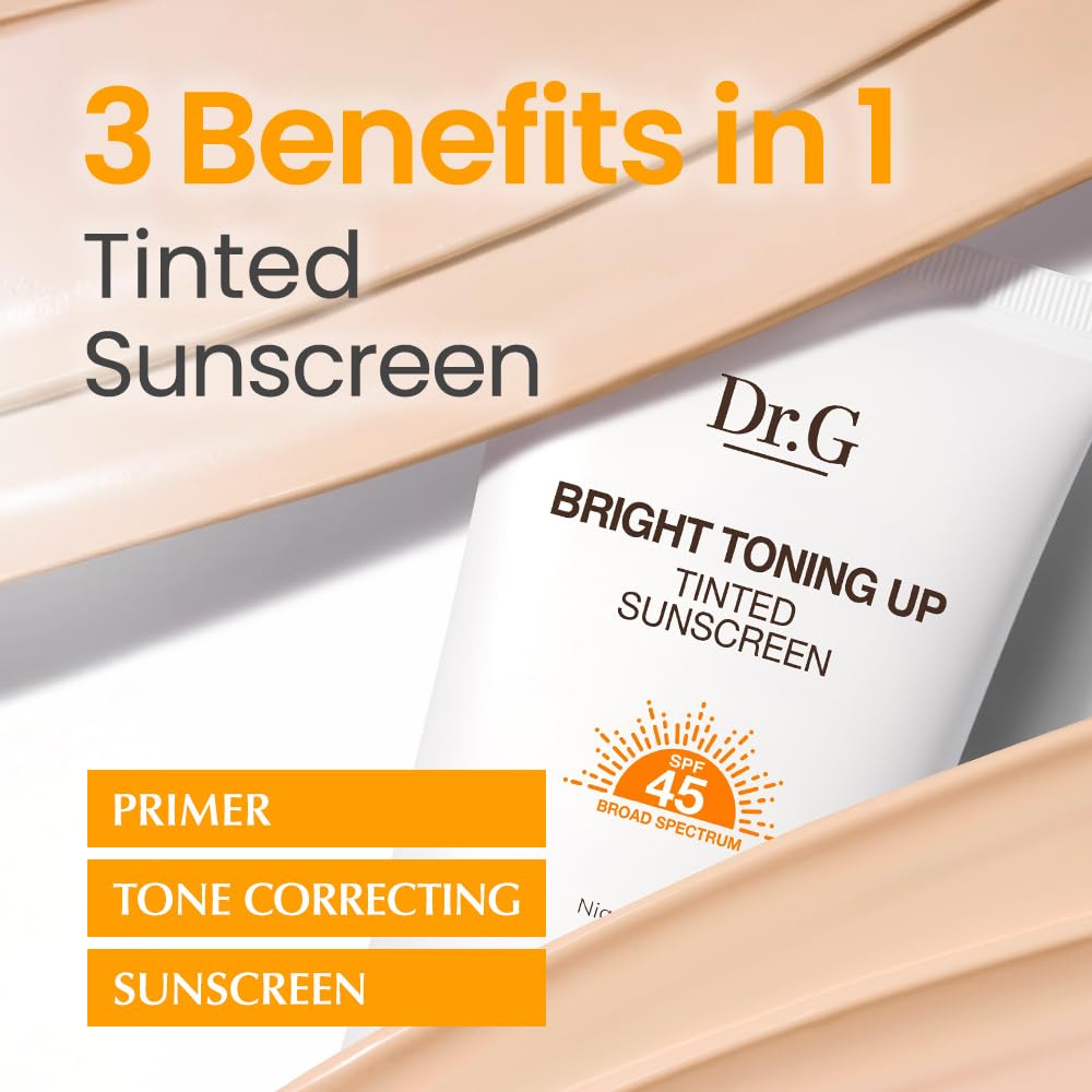 Dr. G Bright Toning Up routine shows daily sunscreen step.
