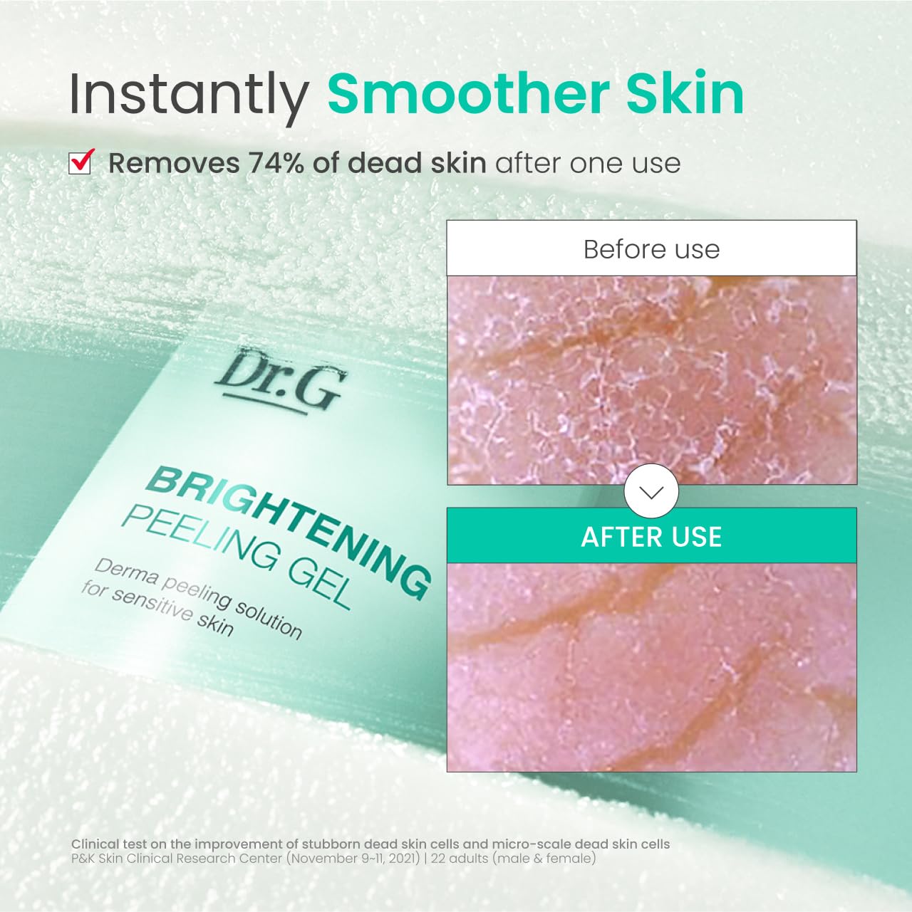 Dr.G Brightening Peeling Gel aplicación con masajes suaves