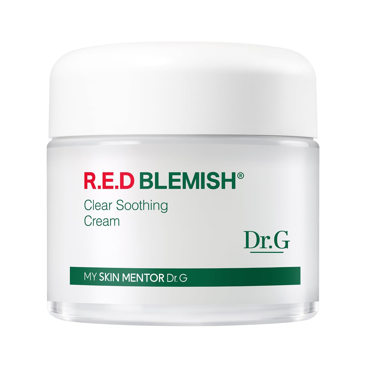 Dr. G R.E.D. Blemish Clear crema frasco, hidratación suave para piel sensible.