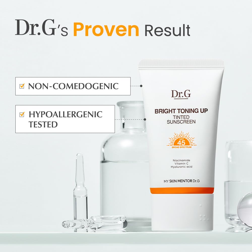 Dr. G ingredients panel featuring Niacinamide and Vitamin C.