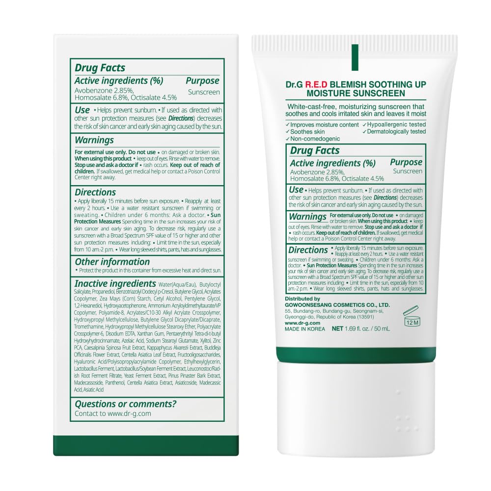 Dr.G R.E.D. Blemish Soothing Up, empaque práctico para viaje y uso diario.