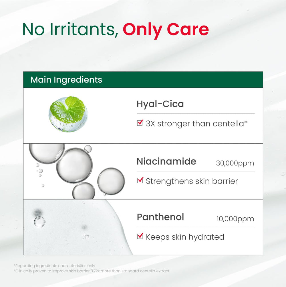 Dr. G R.E.D. ingredients centella asiatica niacinamide closeup.