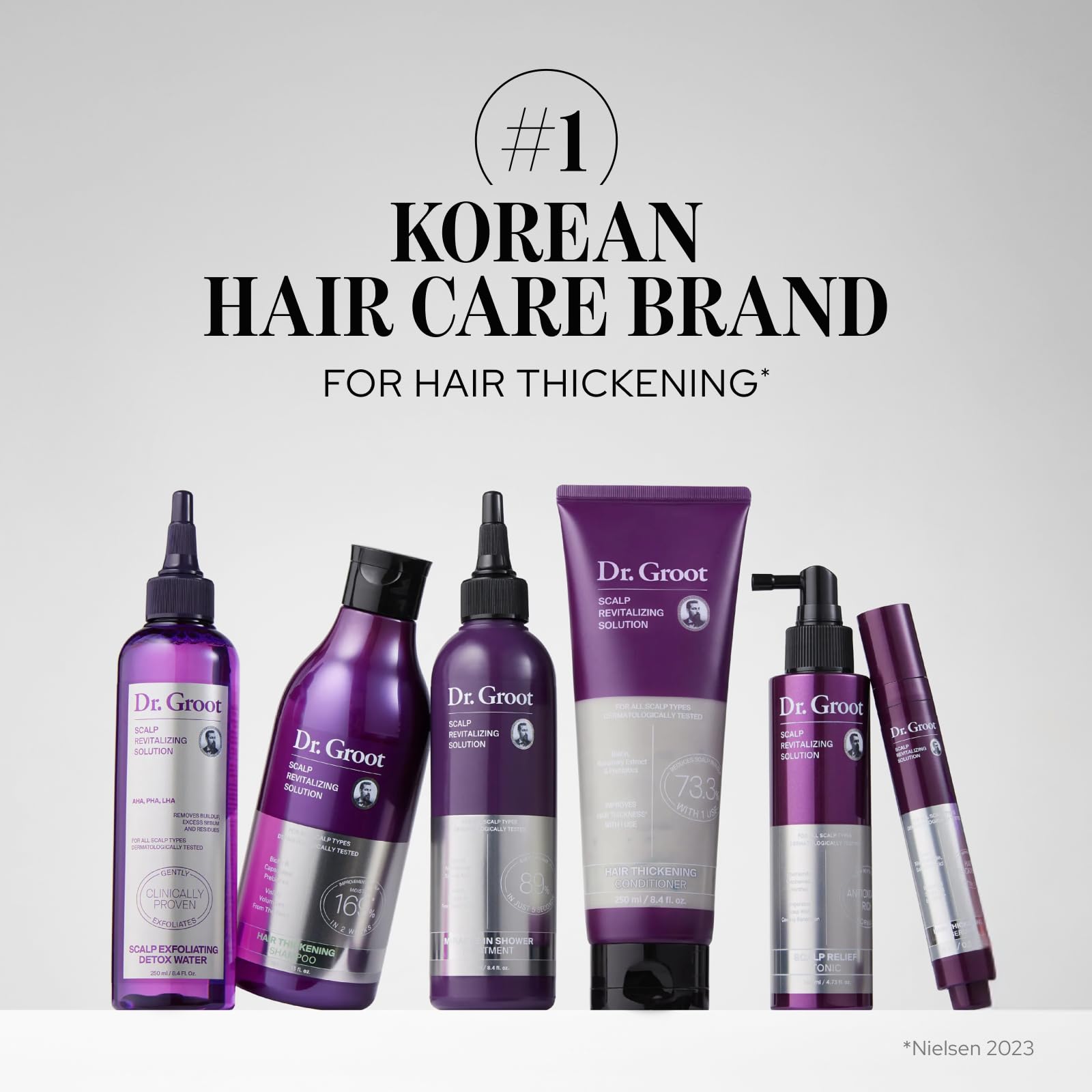 Dr. Groot Conditioner bottle in routine shot for healthier-looking hair.