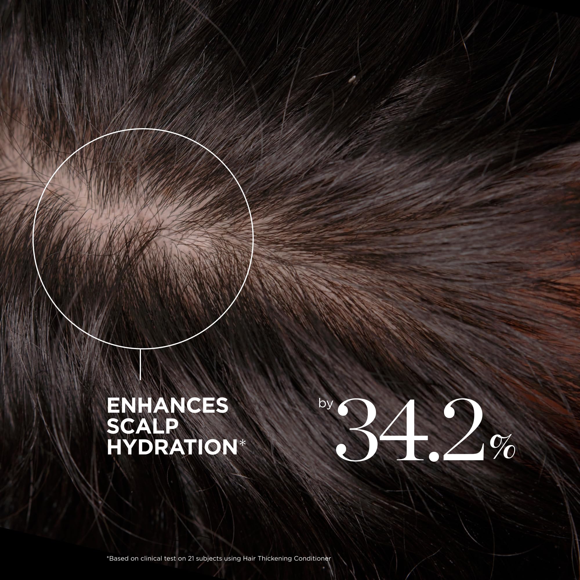Massage of conditioner into scalp during a morning routine