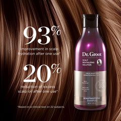 Foamy lather from Dr. Groot Scalp Shampoo cleanses gently while caring for hair