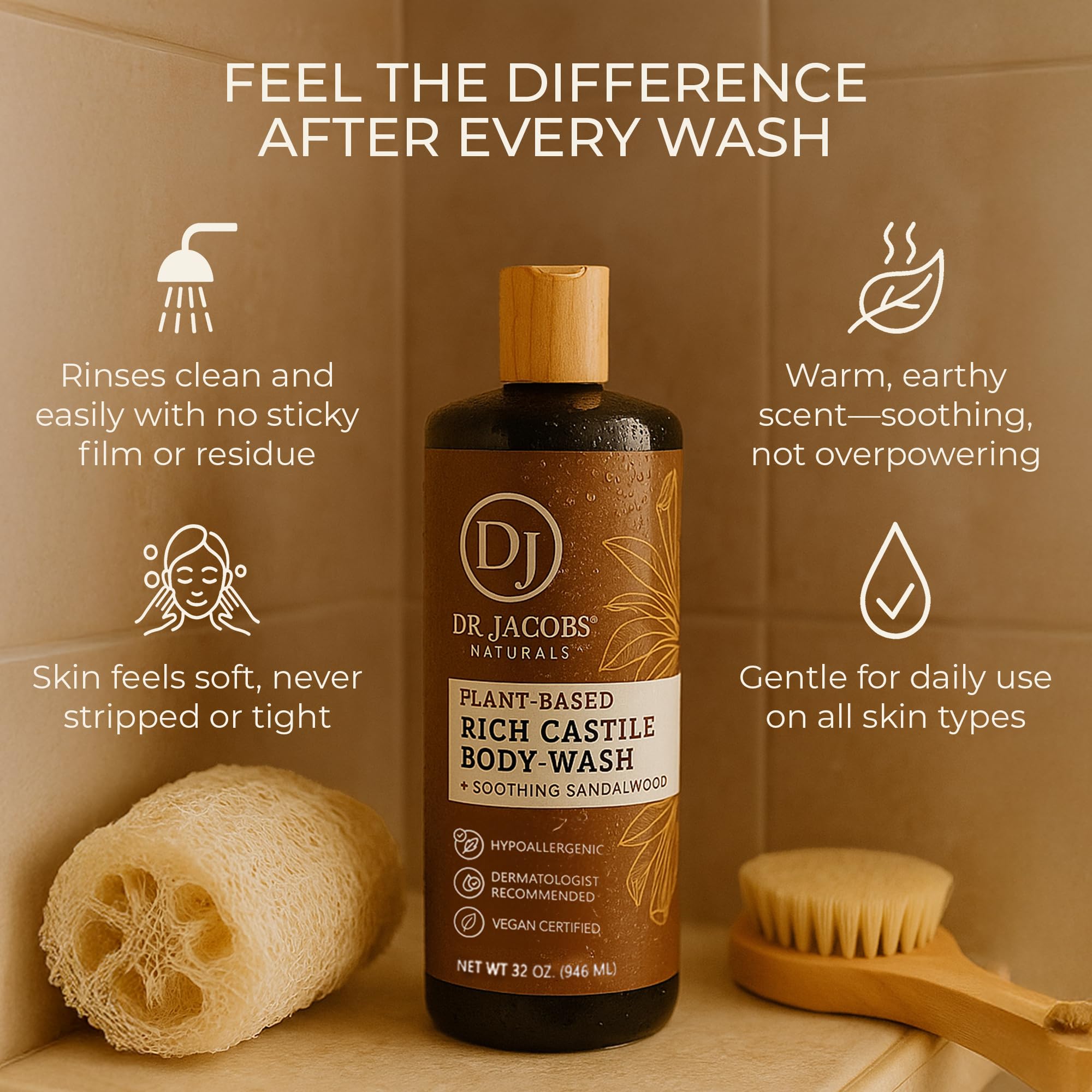 Dr. Jacobs Naturals castile soap texture shot conveys creamy, skin-friendly formula.