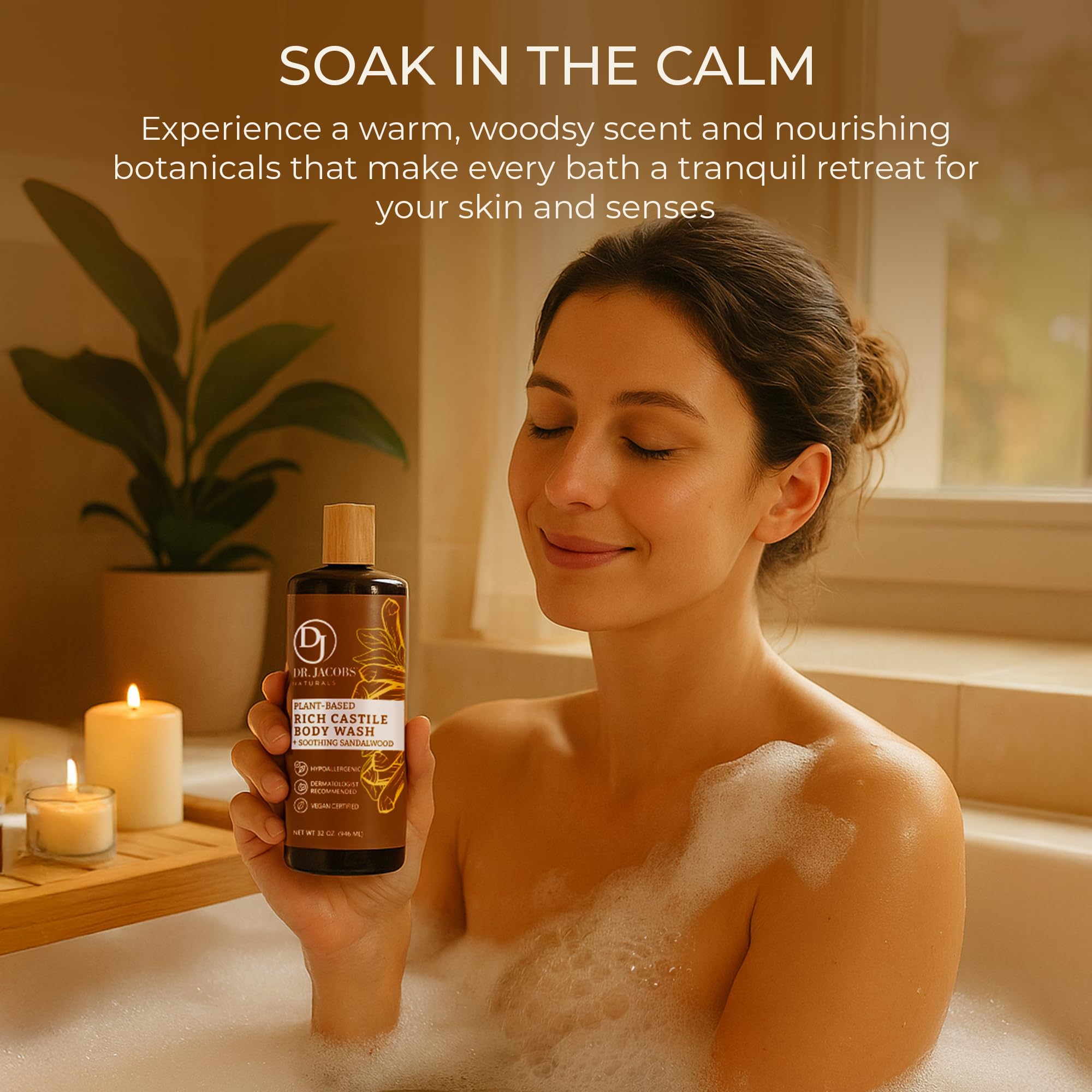 Dr. Jacobs Naturals sandalwood fragrance bottle suggests calming ritual benefits.