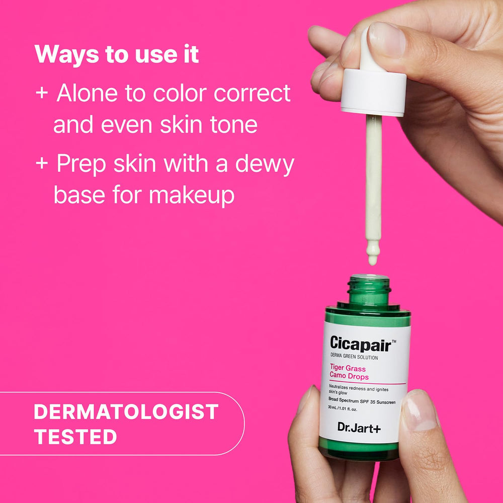 Centella Asiatica calms redness with light moisture in Dr.Jart+ Cicapair.