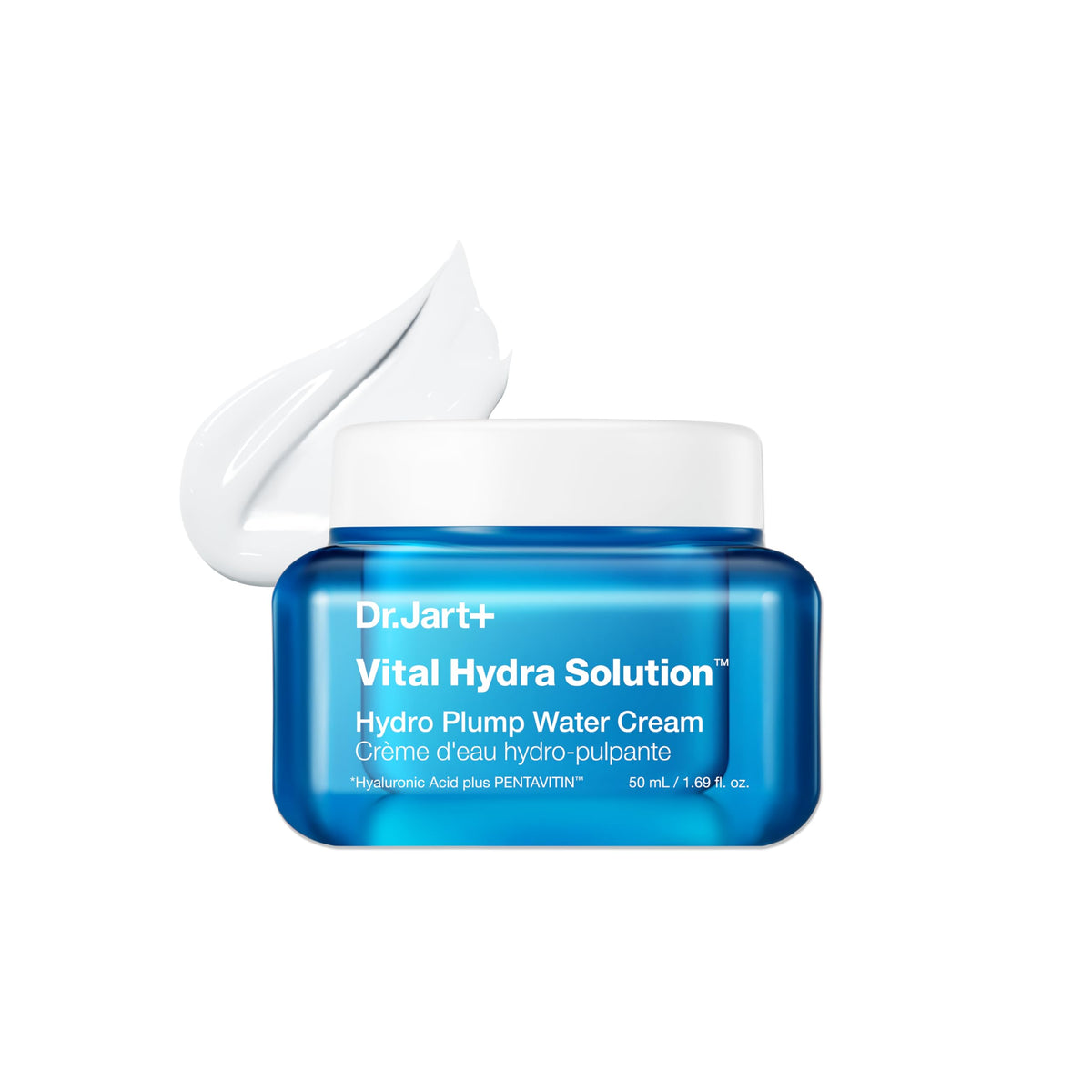 Dr.Jart+ Vital Hydra Solution Water Cream bottle glow demonstrates hydrating formula.