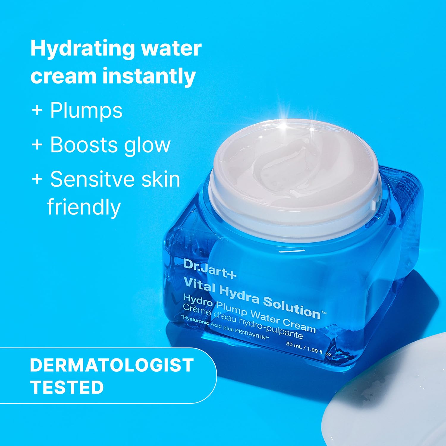 Close-up of gel texture for quick absorption in Dr.Jart+ moisturizer.