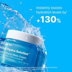 Water droplets on Dr.Jart+ Water Cream indicate intense hydration.