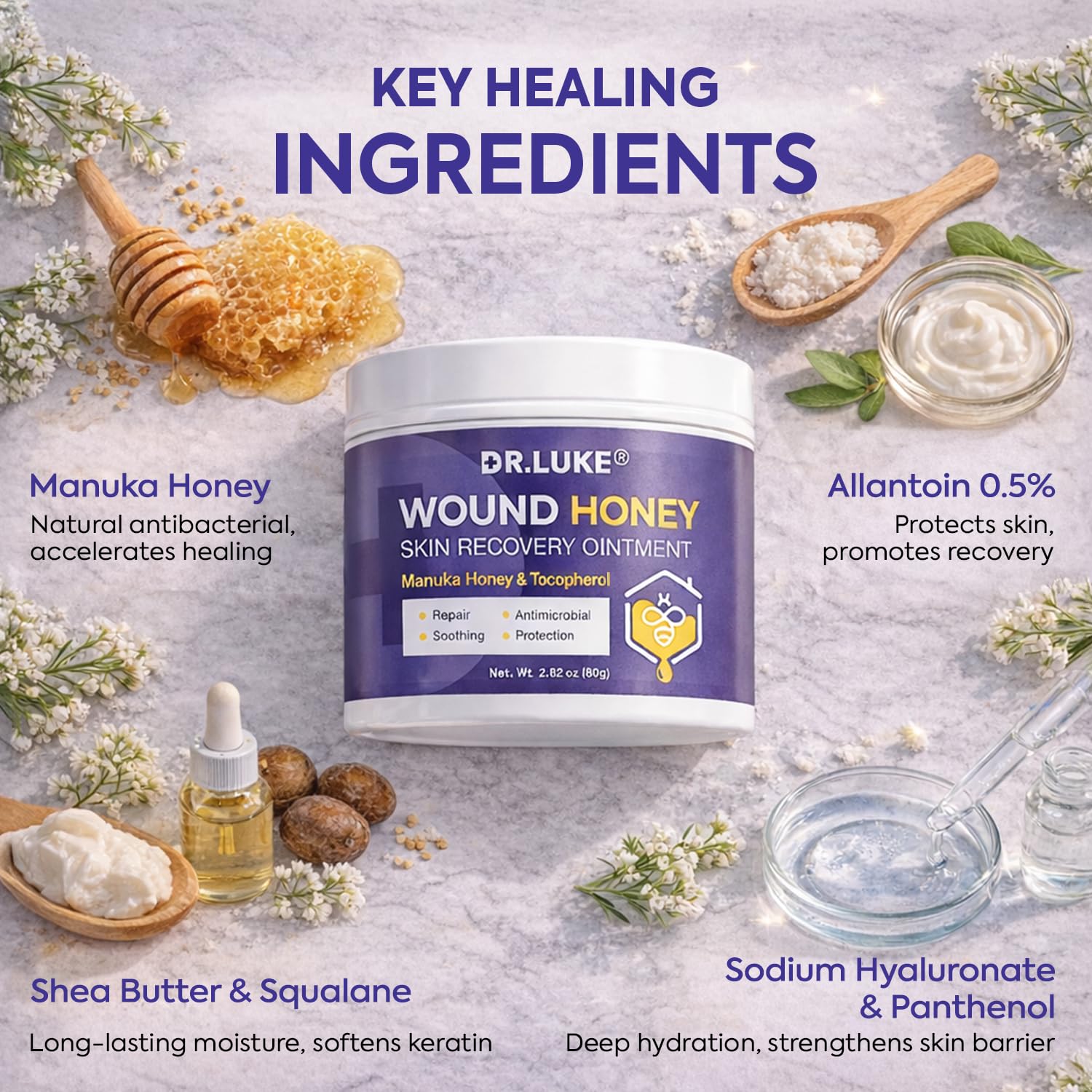Textura ligera de Dr. Luke Miel de Manuka Wound Gel, se absorbe rápidamente.