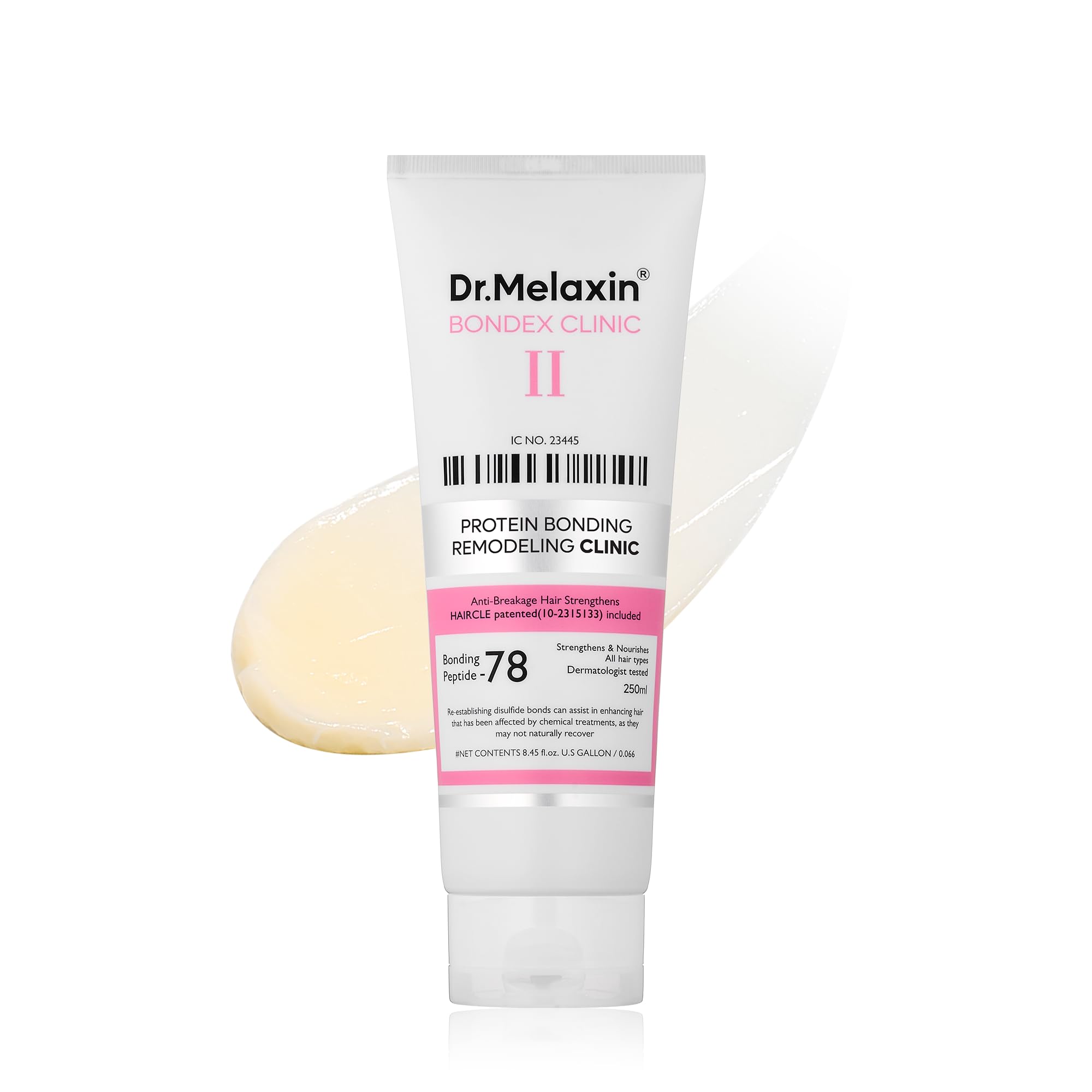 Dr.Melaxin Bondex bottle close-up showing bond repair for damaged hair
