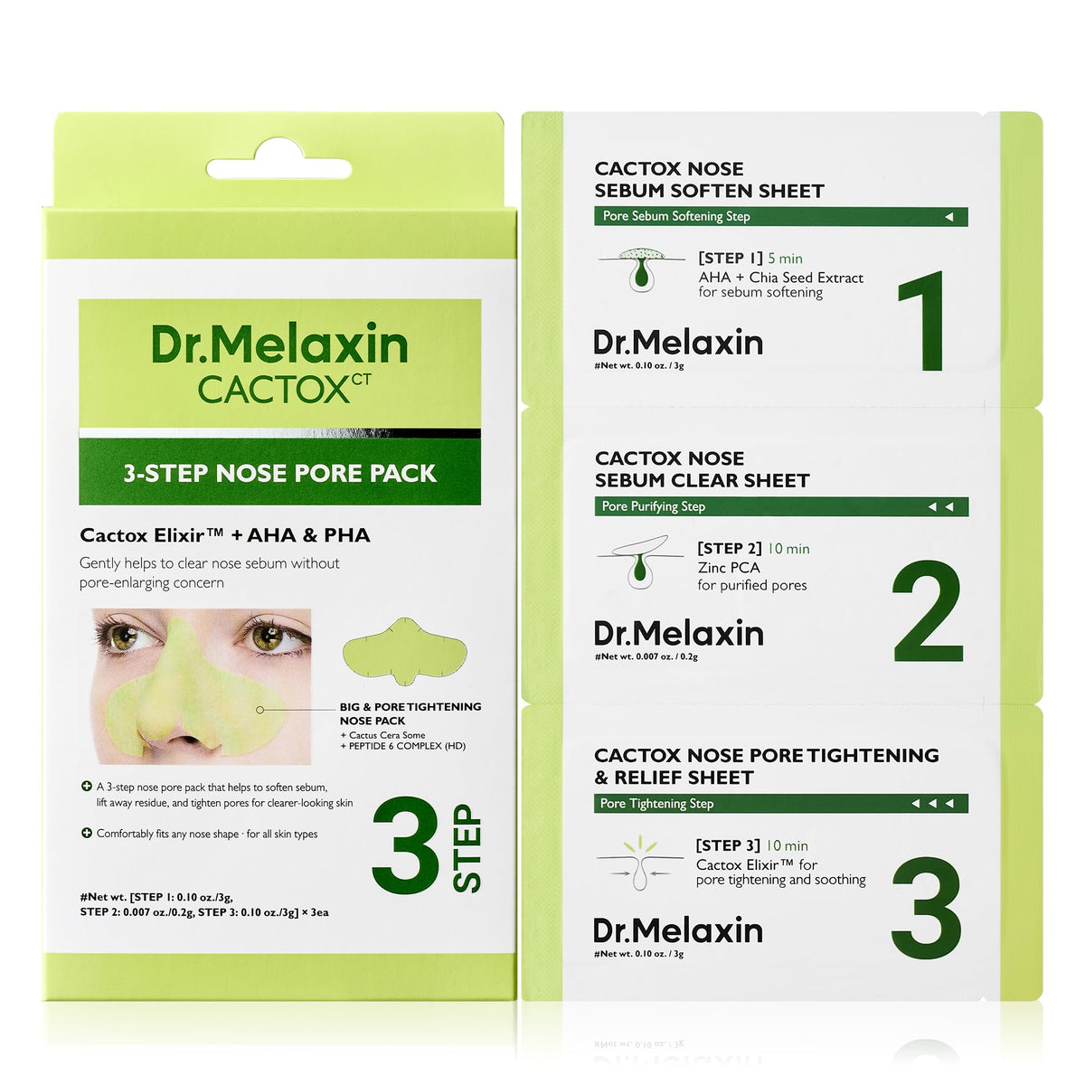 Dr.Melaxin CACTOX: etapa 1 de la mascarilla nasal para limpiar poros.