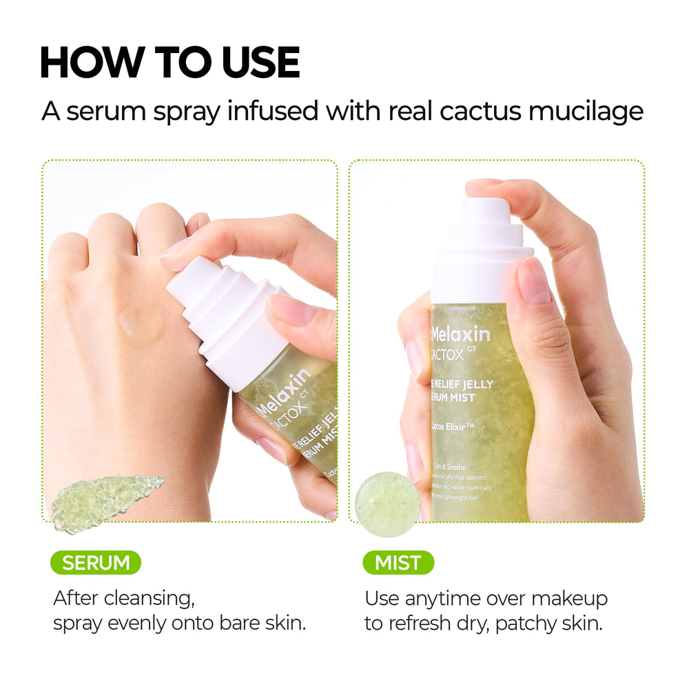 Dr.Melaxin Cactox rutina de cuidado facial con niebla calmante.