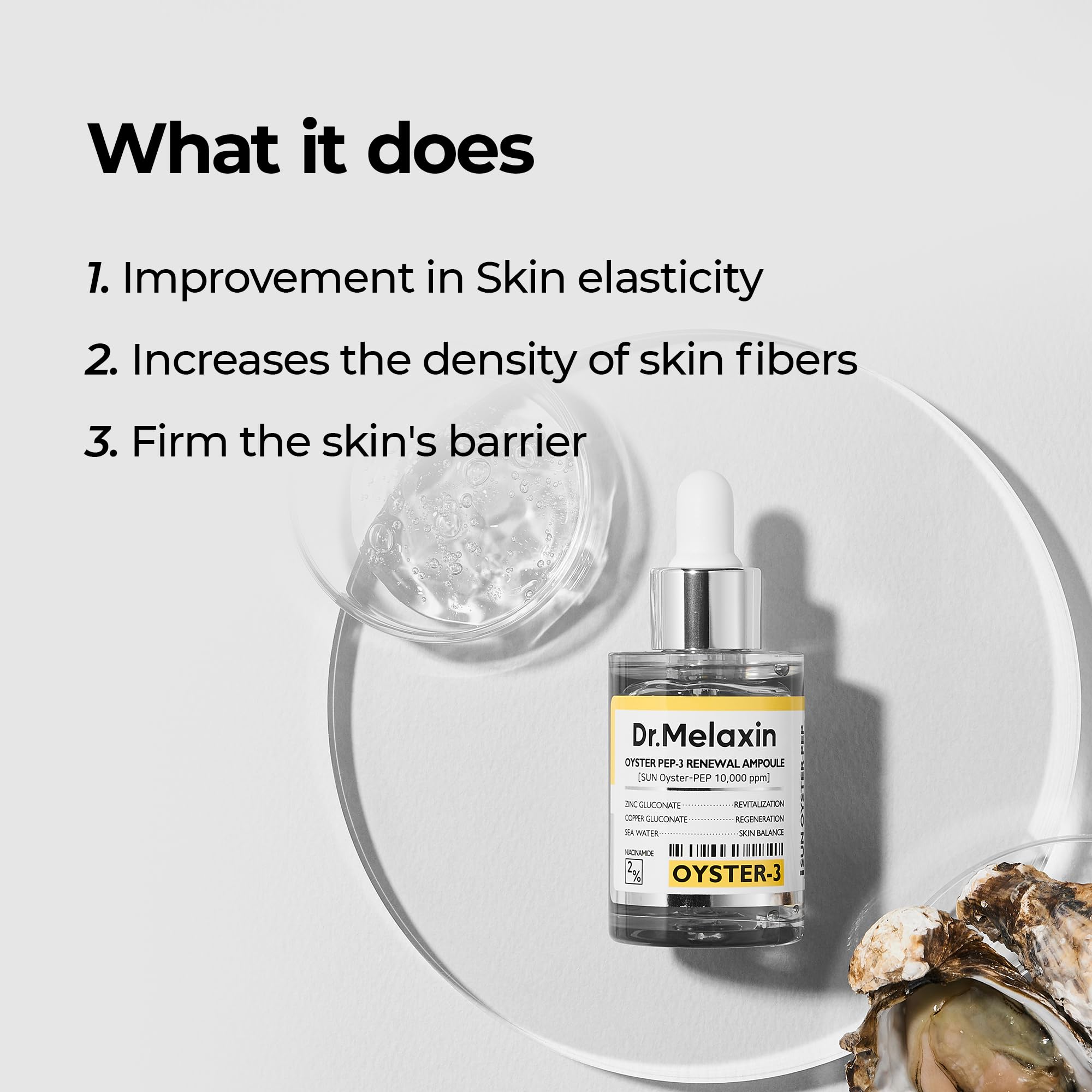 Dr.Melaxin Oyster Pep3 Renewal Ampoule application demonstrates gentle pat-in