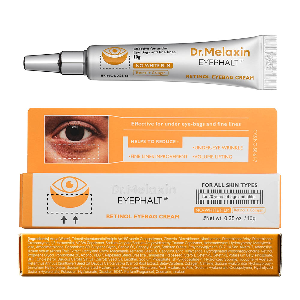 Dr.Melaxin Retinol Eyebag Cream swatch shows creamy texture for quick use.