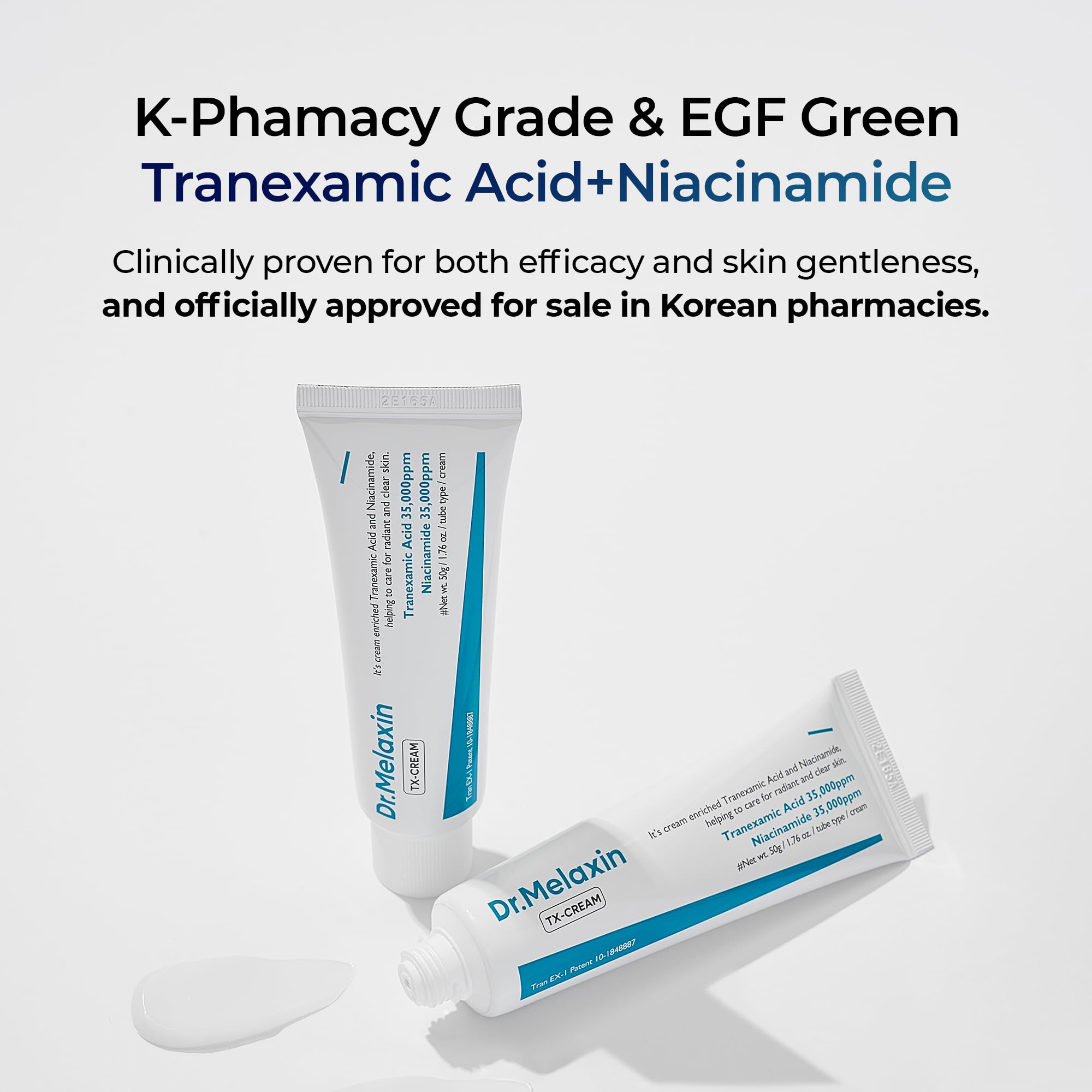 Dr.Melaxin TX Cream on face area demonstrates even tone effect.