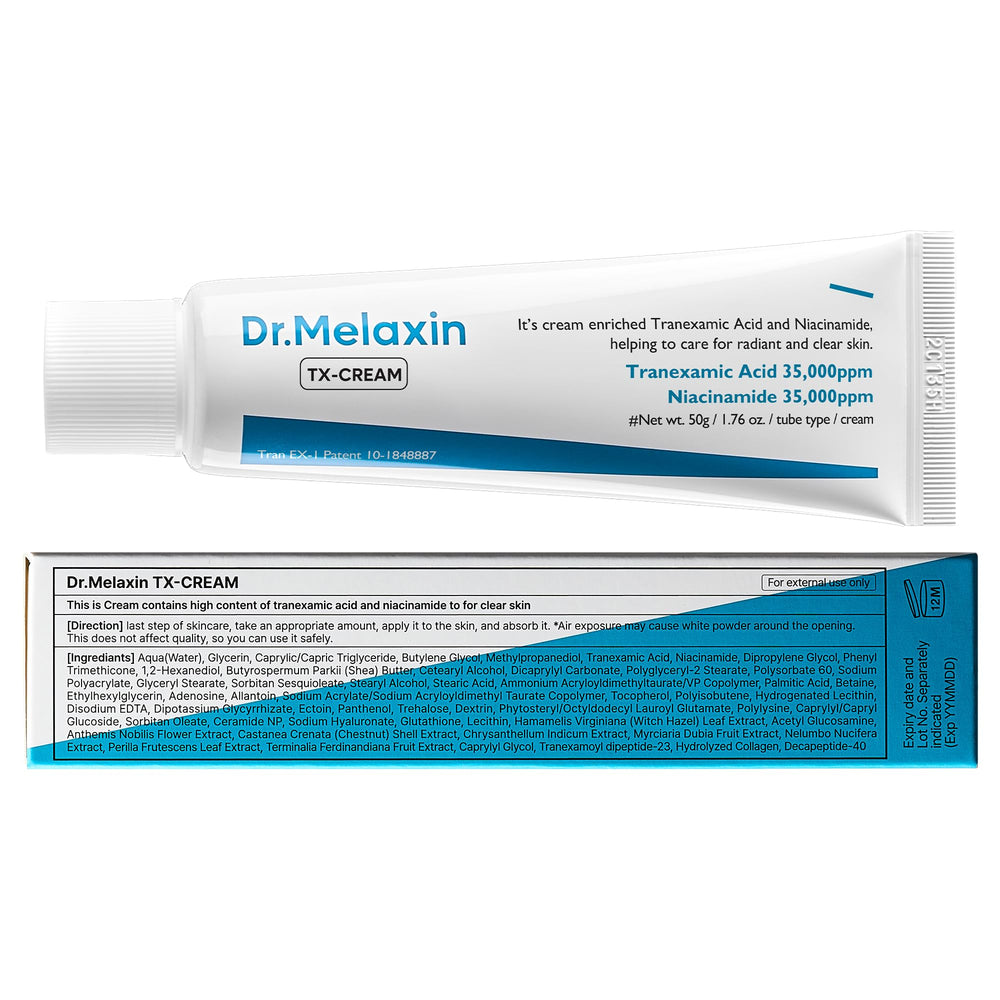 Dr.Melaxin TX Cream packaging artwork hints usability.