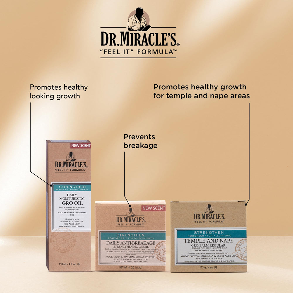 Hair with natural shine after Dr. Miracle's Gro Oil treatment.