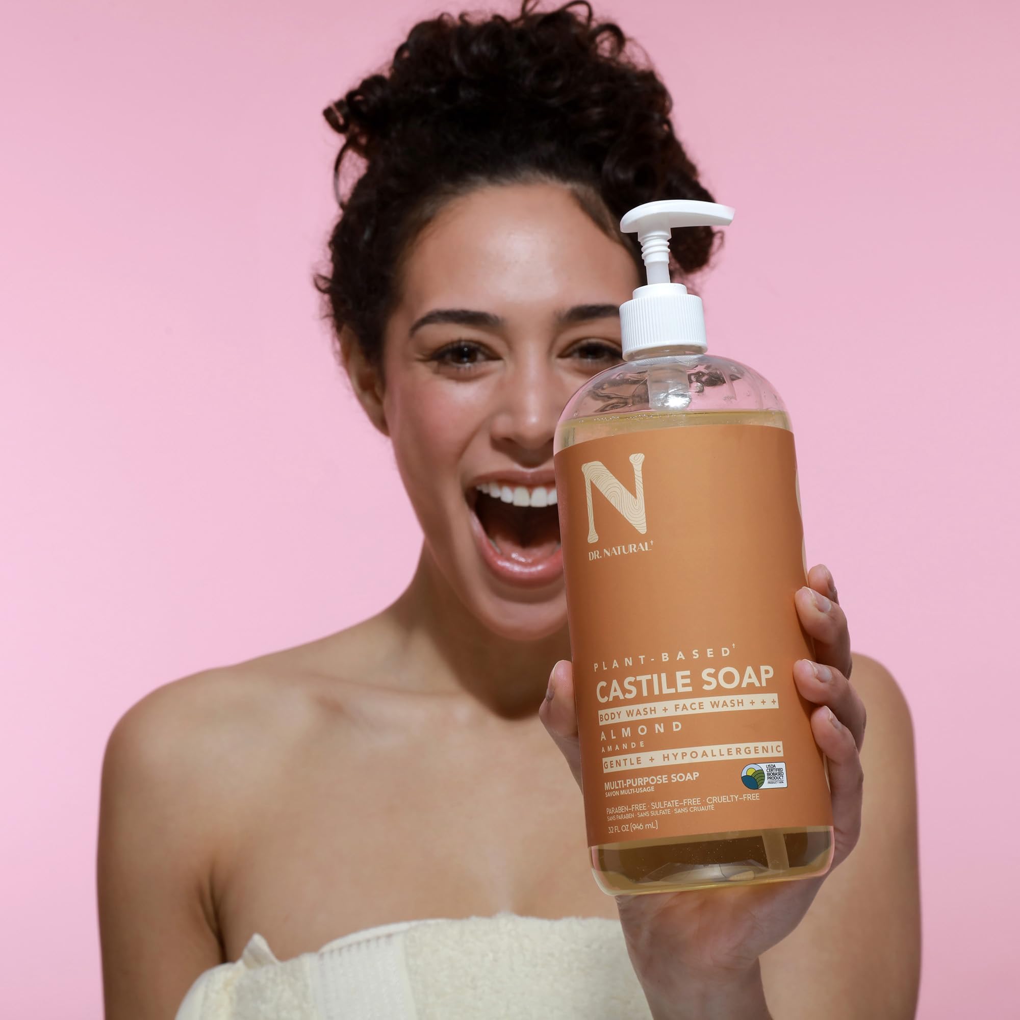 Dr. Natural Jabón Castile líquido para ducha, hidratación suave durante la limpieza
