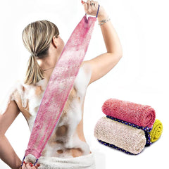 Dr.Pedi African Net Sponge with Handles provides extended reach for back exfoliation.