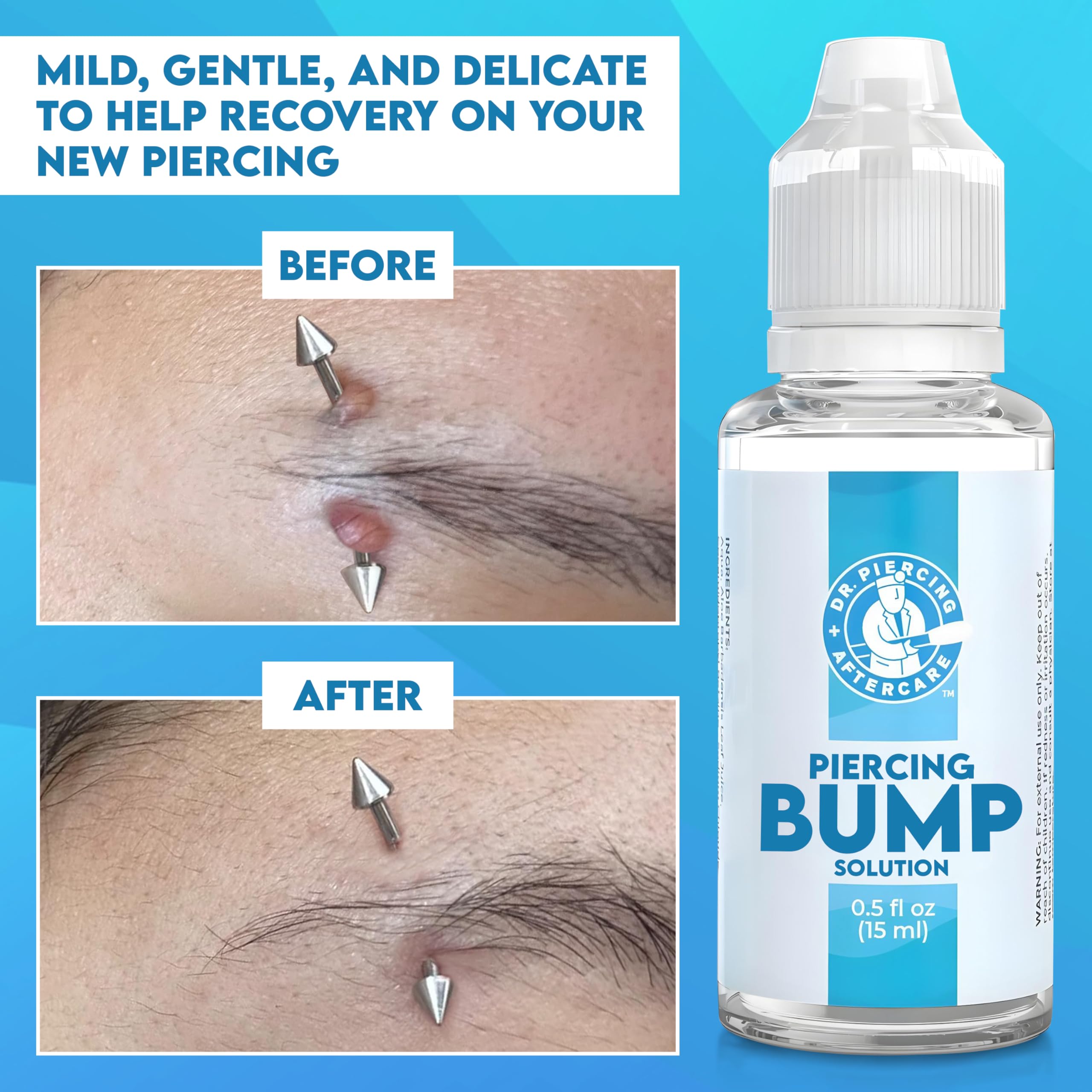 Dr. Piercing Aftercare: gotero de precisión para cuidado localizado en zonas pequeñas.