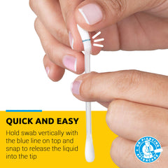 DR. PIERCING AFTERCARE snap-top design with blue line enables quick, mess-free use.