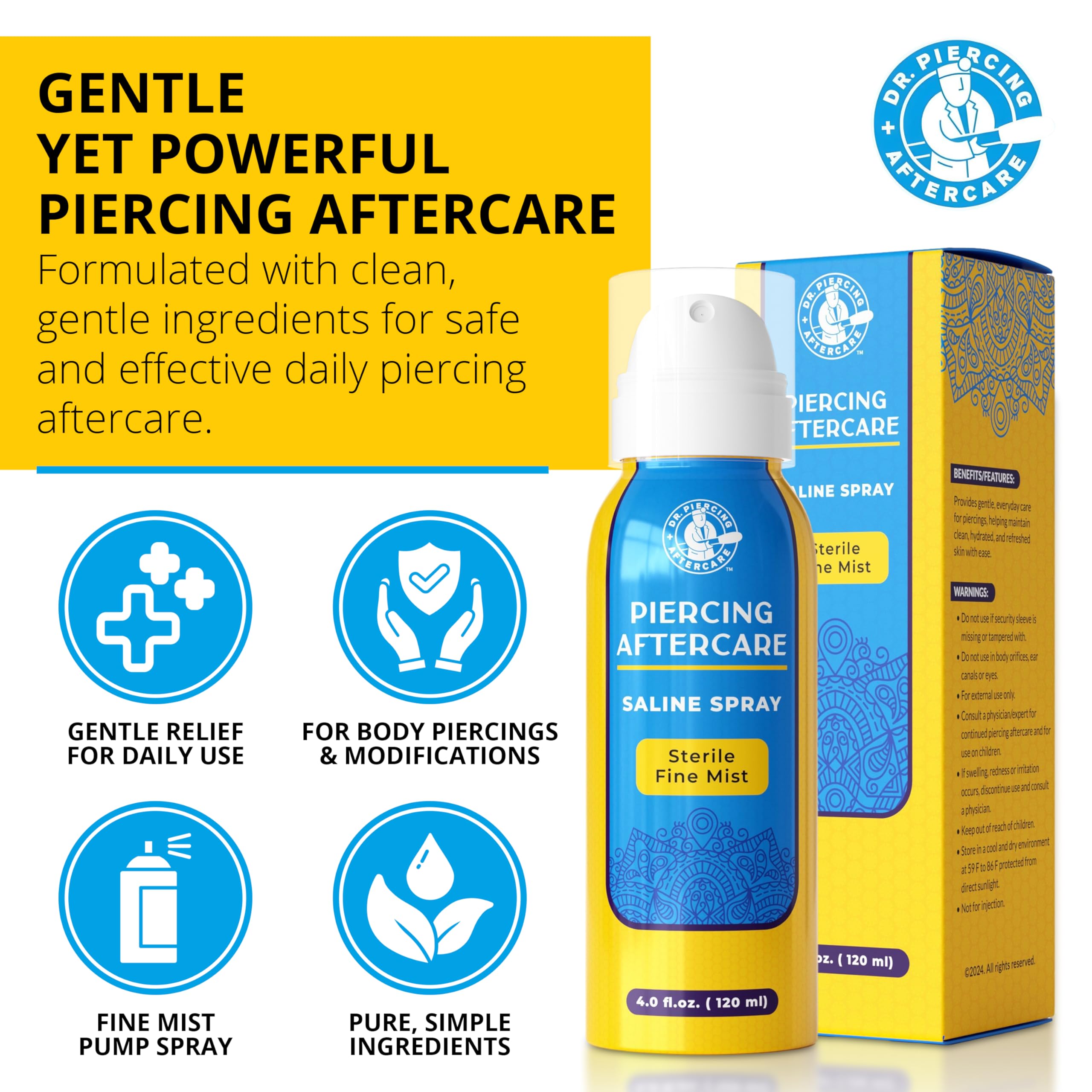 DR. PIERCING AFTERCARE: niebla suave para cobertura precisa del piercing