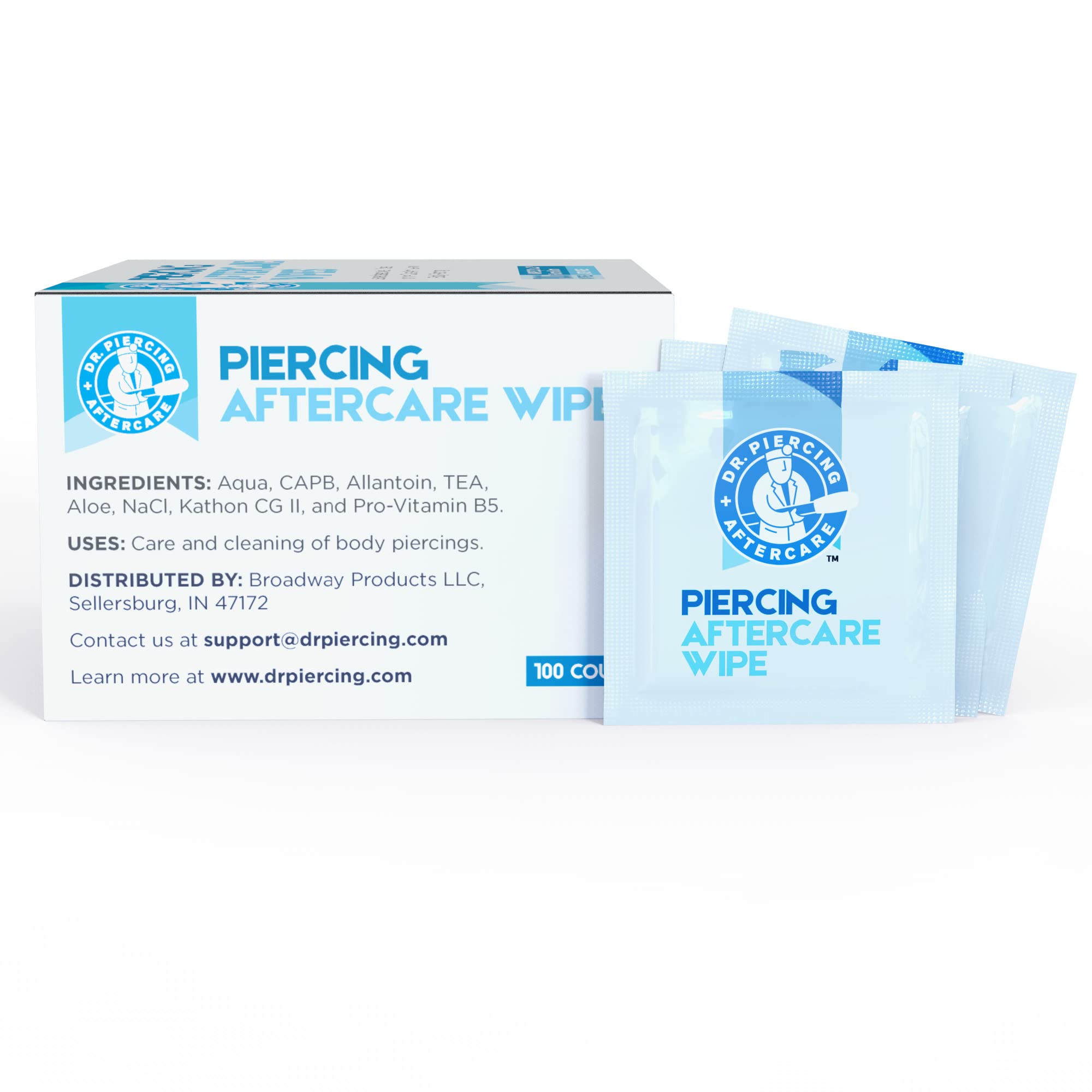 Dr. Piercing Aftercare: toallitas para cejas, cuidado rápido en casa.