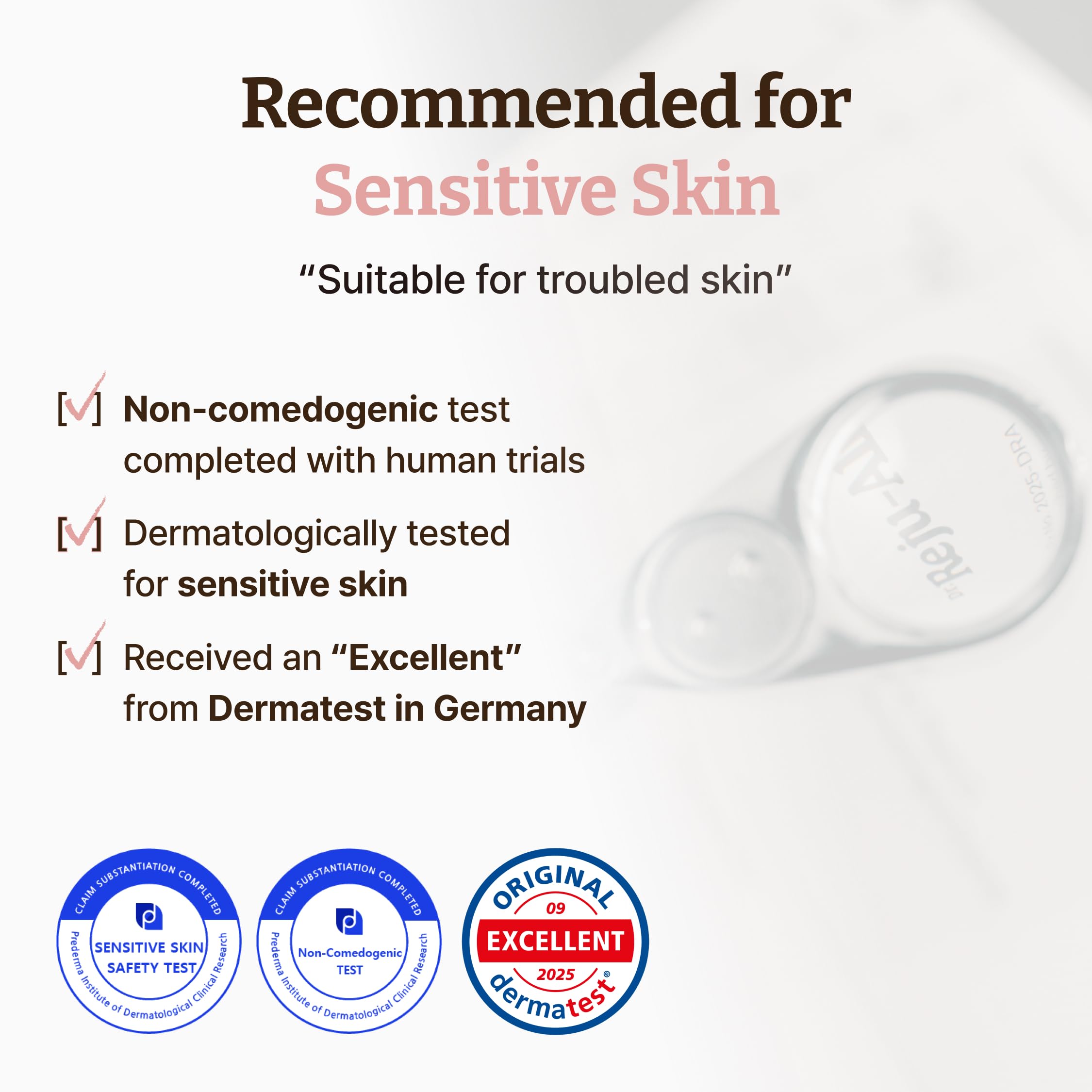 Dr. Reju-All PDRN Cream Max dermatologist-tested badge and clean formula.