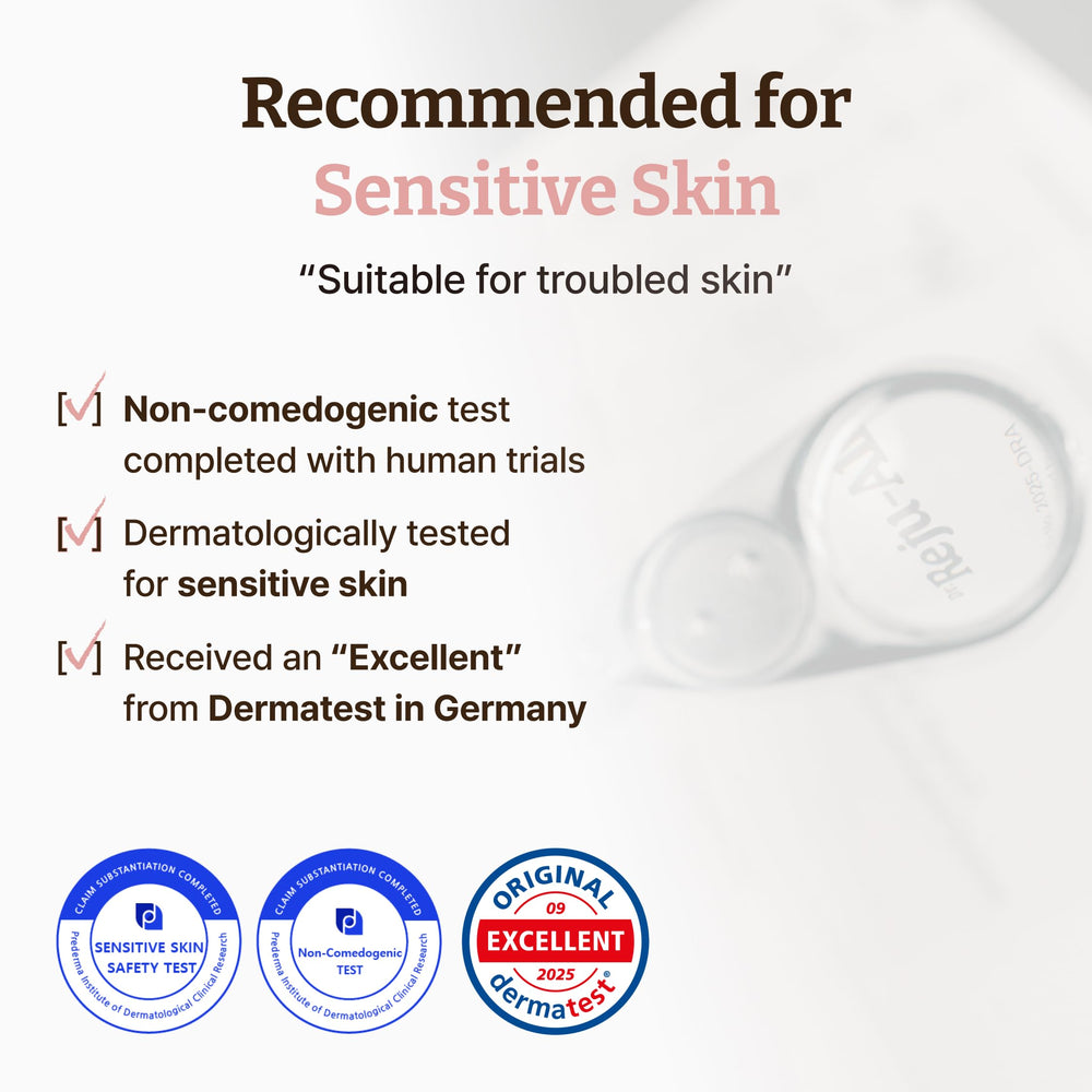 Dr. Reju-All PDRN Cream Max dermatologist-tested badge and clean formula.