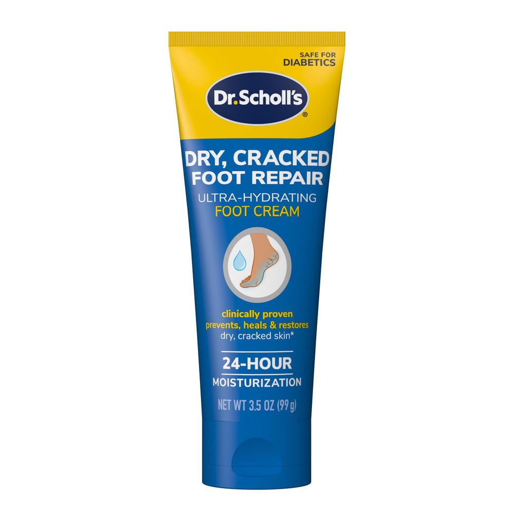 Dr. Scholl's Dry Cracked Foot Repair Cream bottle offers deep hydration for dry feet.