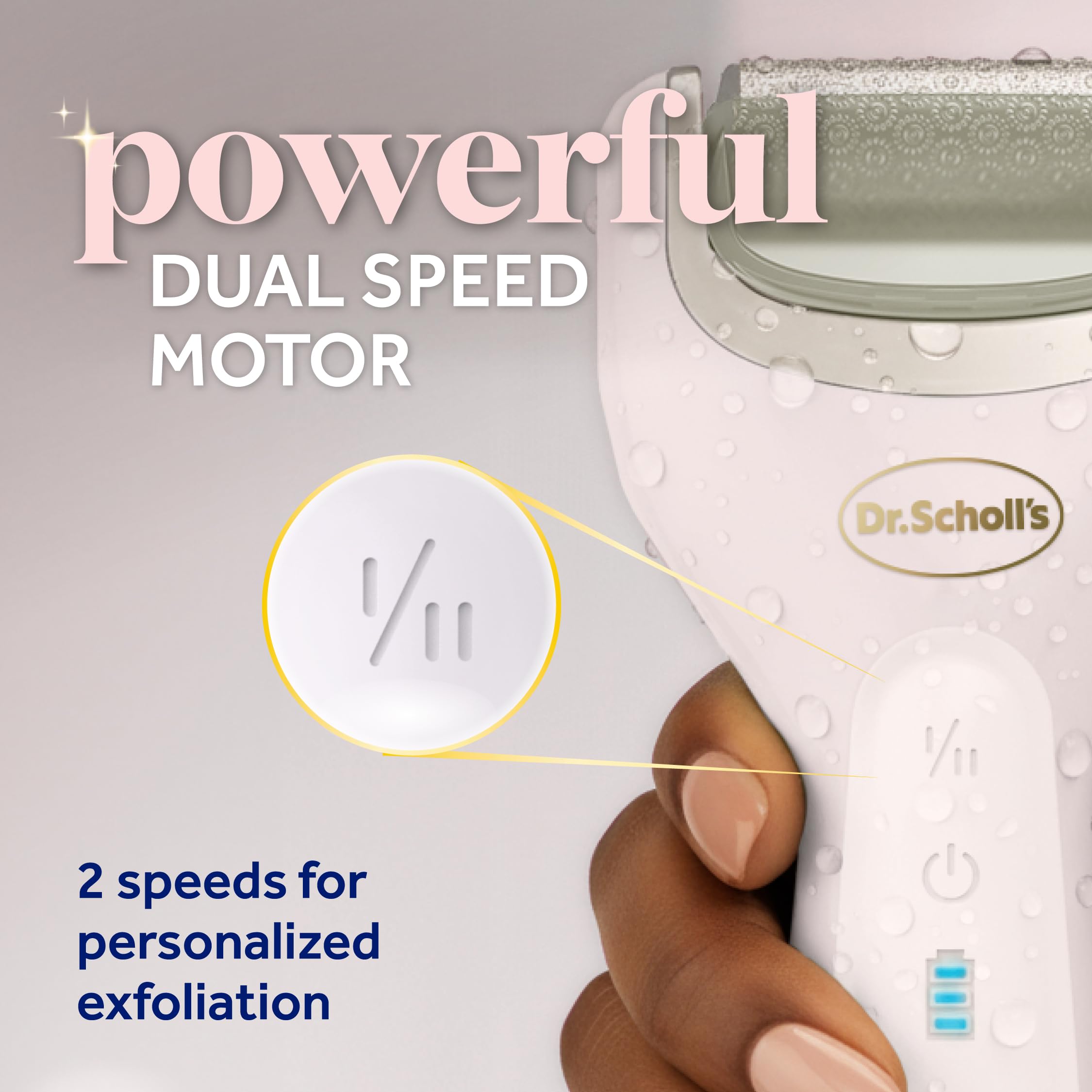 Dr. Scholl's Pedi Perfect dust catcher reducing grooming mess.