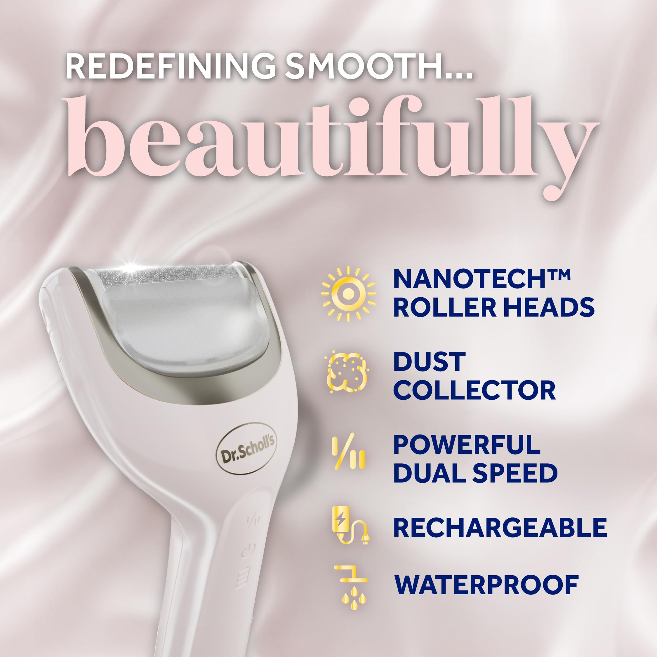 Dr. Scholl's Pedi Perfect ultra roller head removing tough skin efficiently.