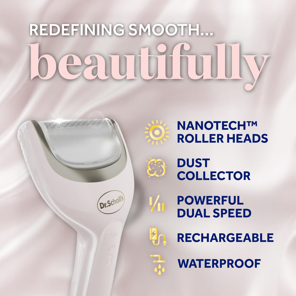 Dr. Scholl's Pedi Perfect ultra roller head removing tough skin efficiently.