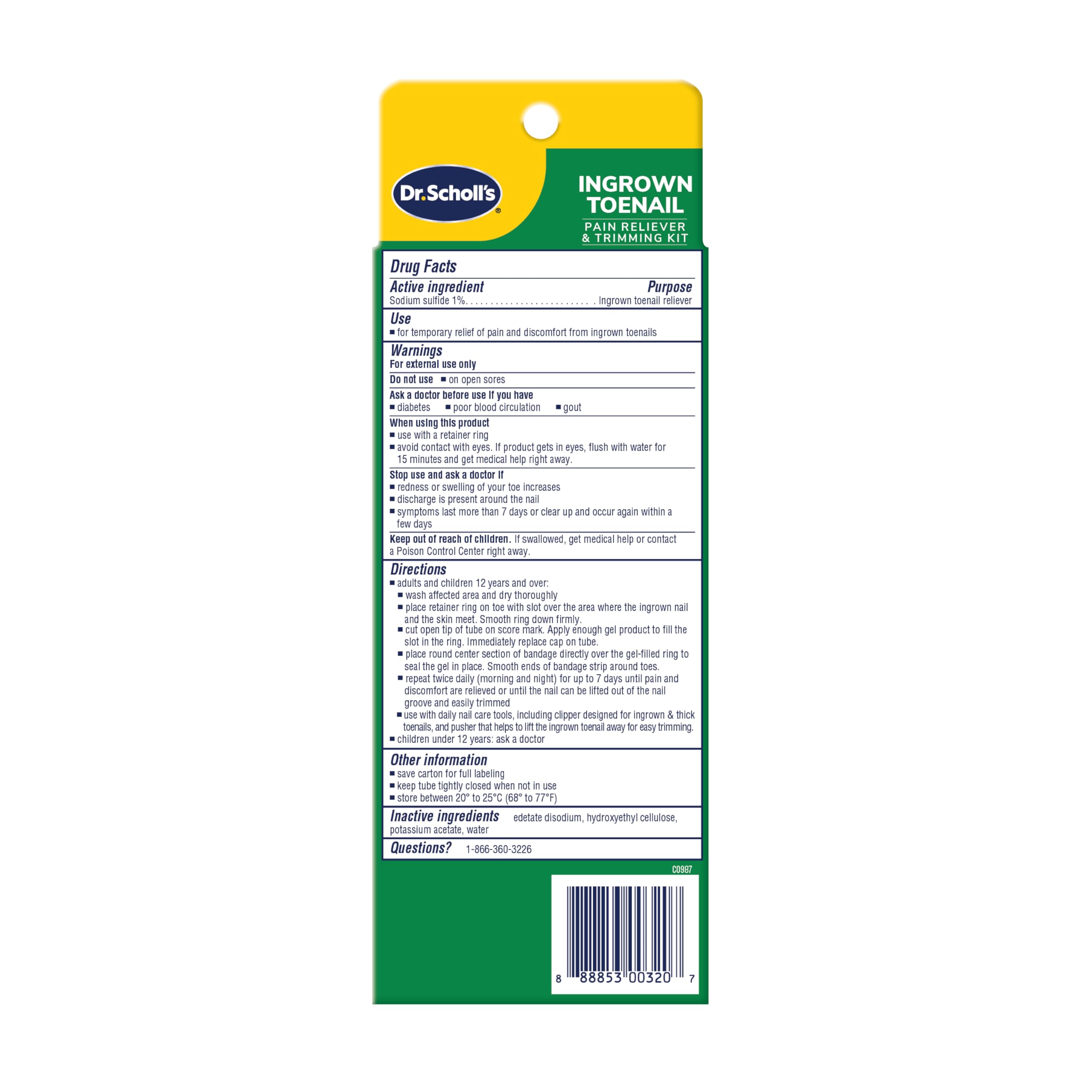 Close-up of medicated gel and trimming tools from Dr. Scholl's