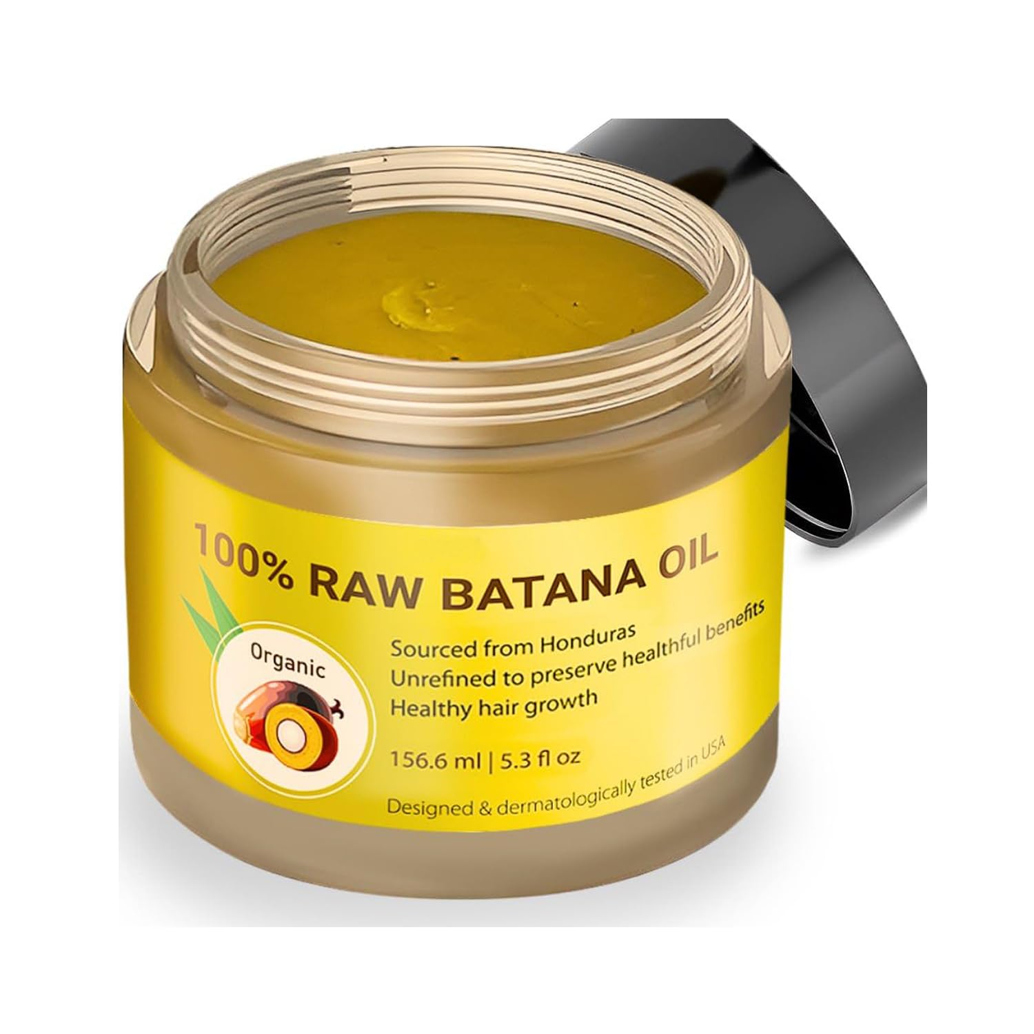Dr. Sebi Batana Oil vertido en la botella para cabello suave