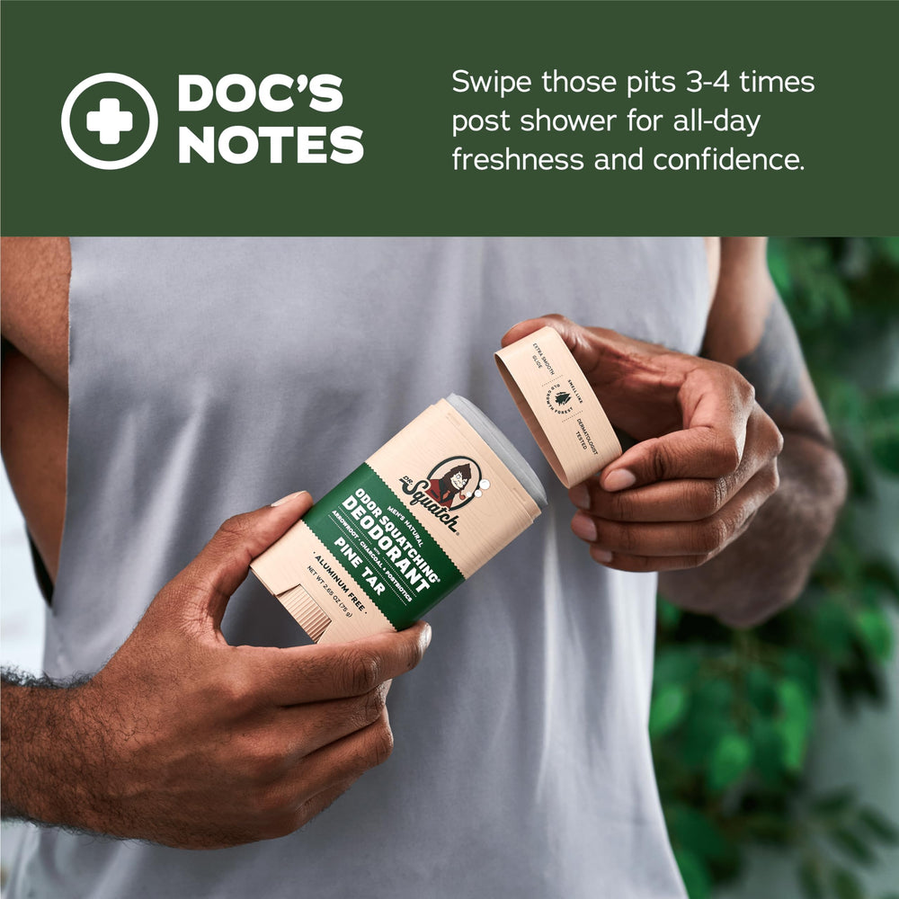 Dr. Squatch 72-hour odor protection for all-day confidence.