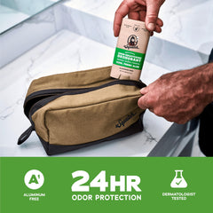 Dr. Squatch aluminum-free deodorant with arrowroot and charcoal for skin-friendly protection.
