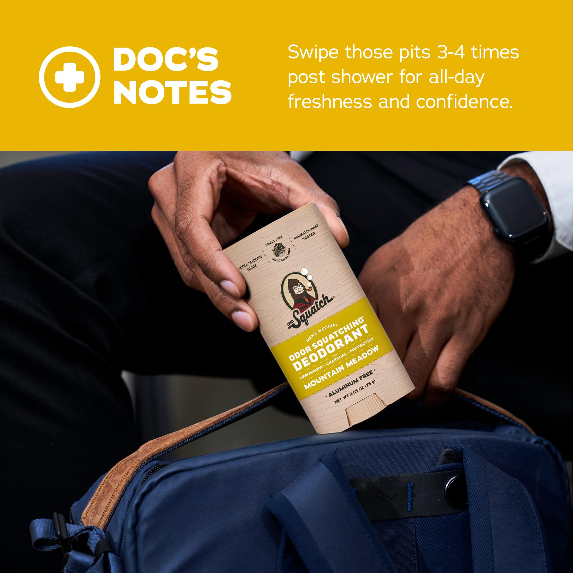 Dr. Squatch aluminum-free formulation promotes skin-friendly daily use.