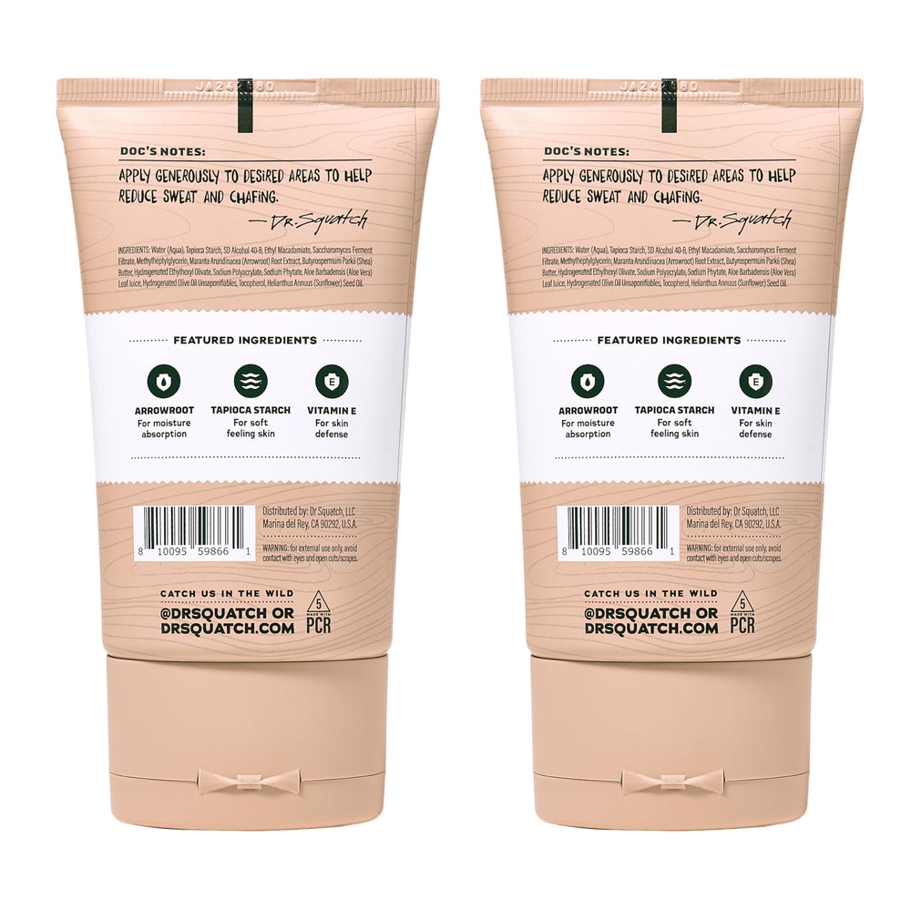 User applying the deodorant to skin to reduce friction during activity.