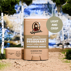 Dr. Squatch arrowroot-charcoal-postbiotics ingredients close-up for odor control